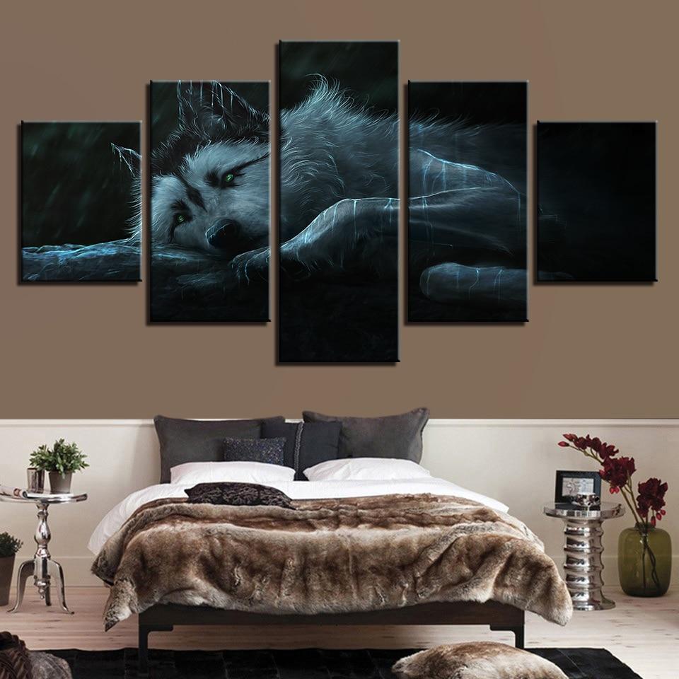 White Wolf Green Eyes 1 – Animal Canvas Wall Art