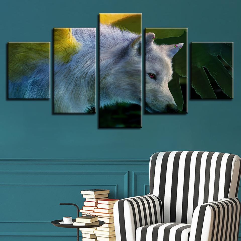 White Wolf Red Eyes – Animal Canvas Wall Art