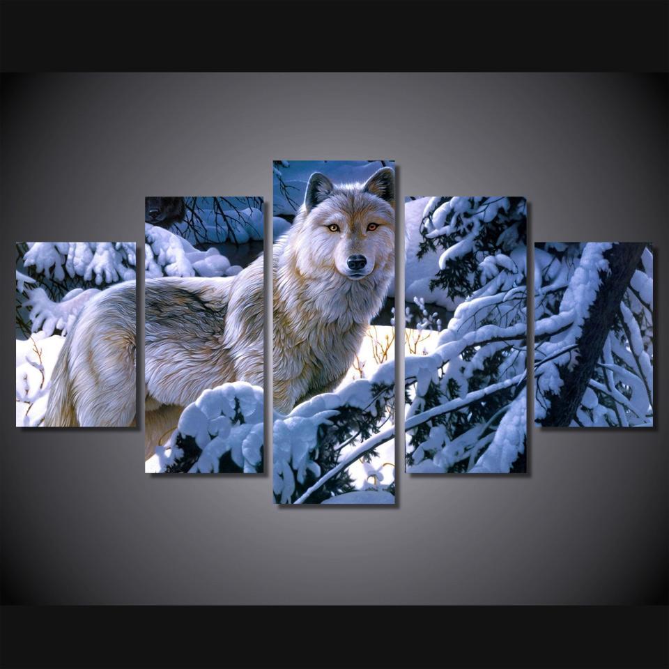 White Wolves Artistic 01 – Animal Canvas Wall Art