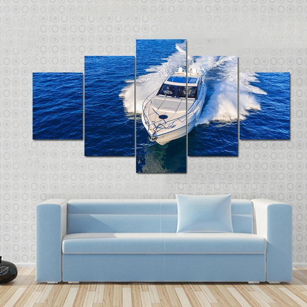 White Yacht In Ocean – Nature Canvas Wall Art