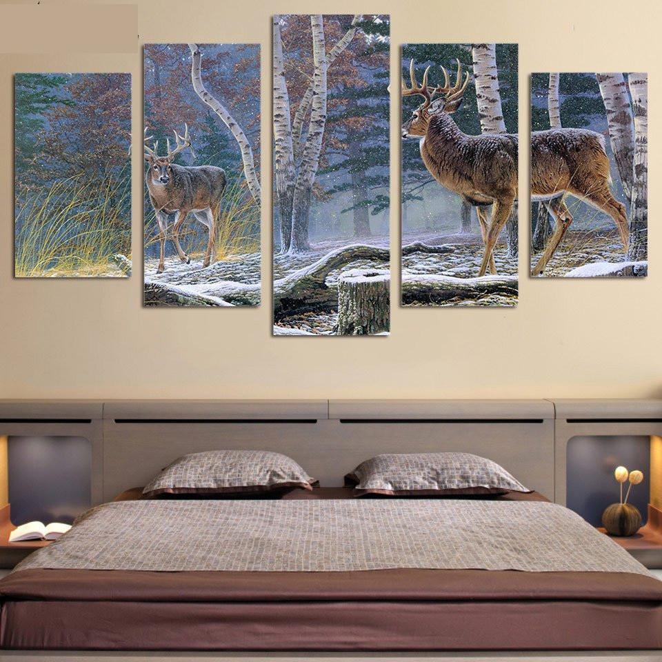 Whitetail Deer Big Buck Standoff Animal Canvas Wall Art