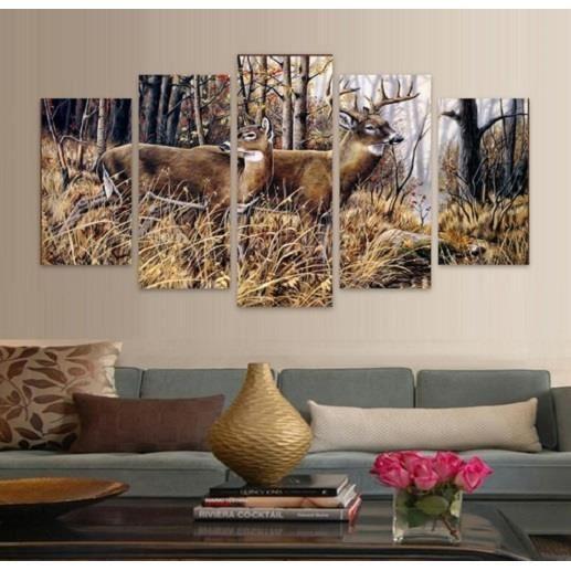 Whitetail Deer Buck And Doe – Animal Canvas Wall Art