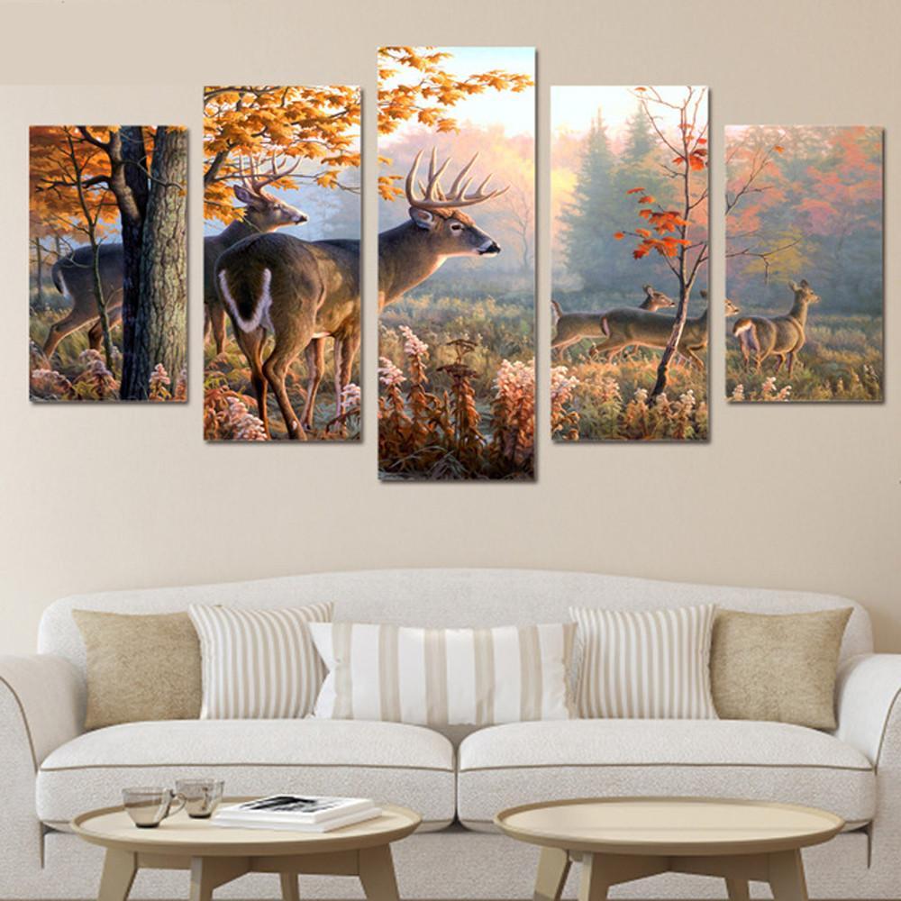 Whitetail Deer Bucks And Does – Animal Canvas Wall Art