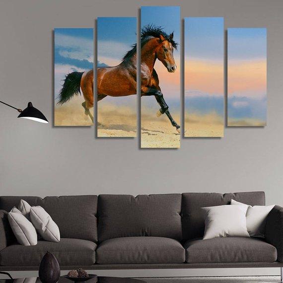 Wild Horse Galloping In The Desert – Animal Canvas Wall Art