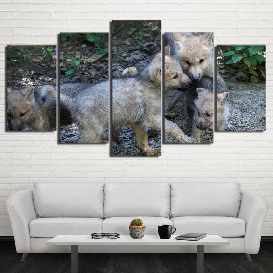Wild Wolf Cubs – Animal Canvas Wall Art