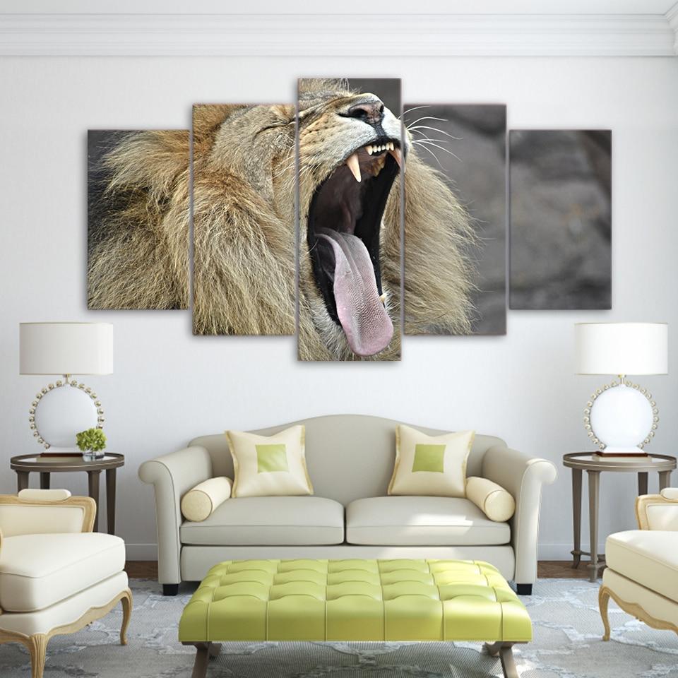 Wildlife Lion Mouth – Animal Canvas Wall Art