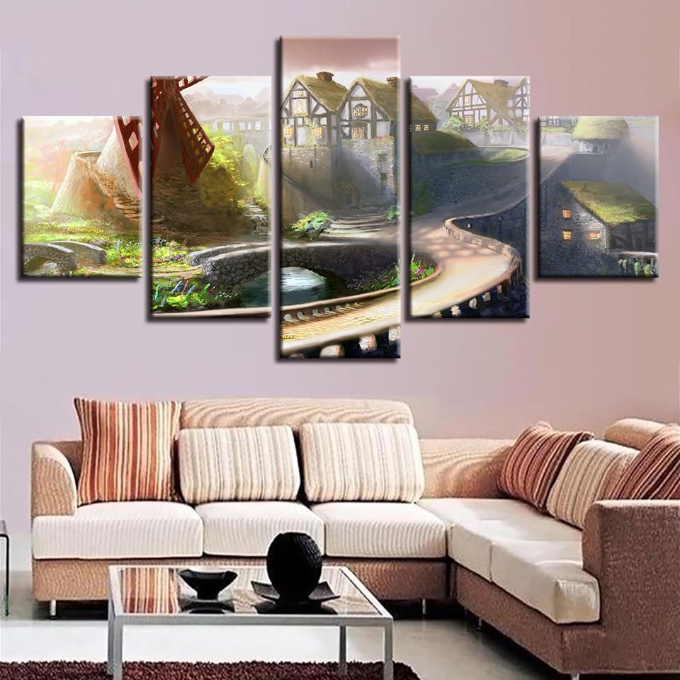 Windmill Bridge Path House – Nature Canvas Wall Art