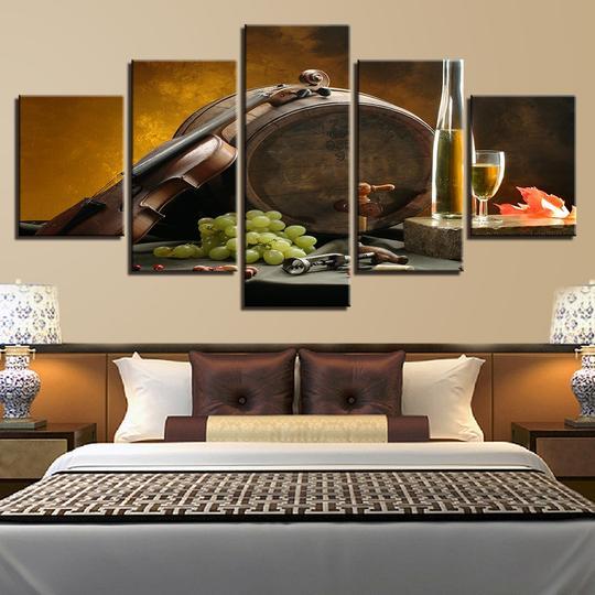 Wine Barrel Violin Grapes – Nature Canvas Wall Art