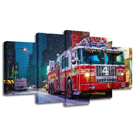 Winter Fire Engine – Automative Canvas Wall Art