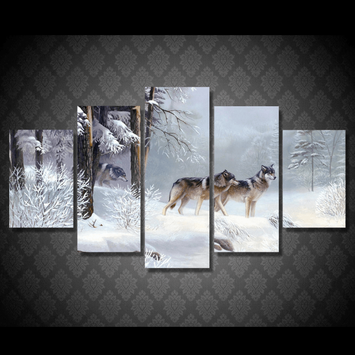 Winter Hill Gray Wolves – Animal Canvas Wall Art