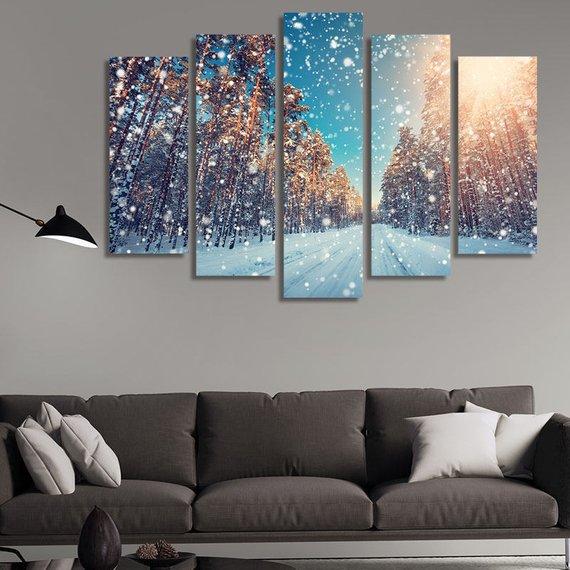 Winter In The Forest At Daytime – Nature Canvas Wall Art