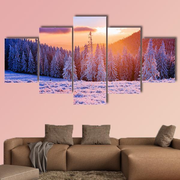Winter Landscape Trees In Frost – Nature Canvas Wall Art