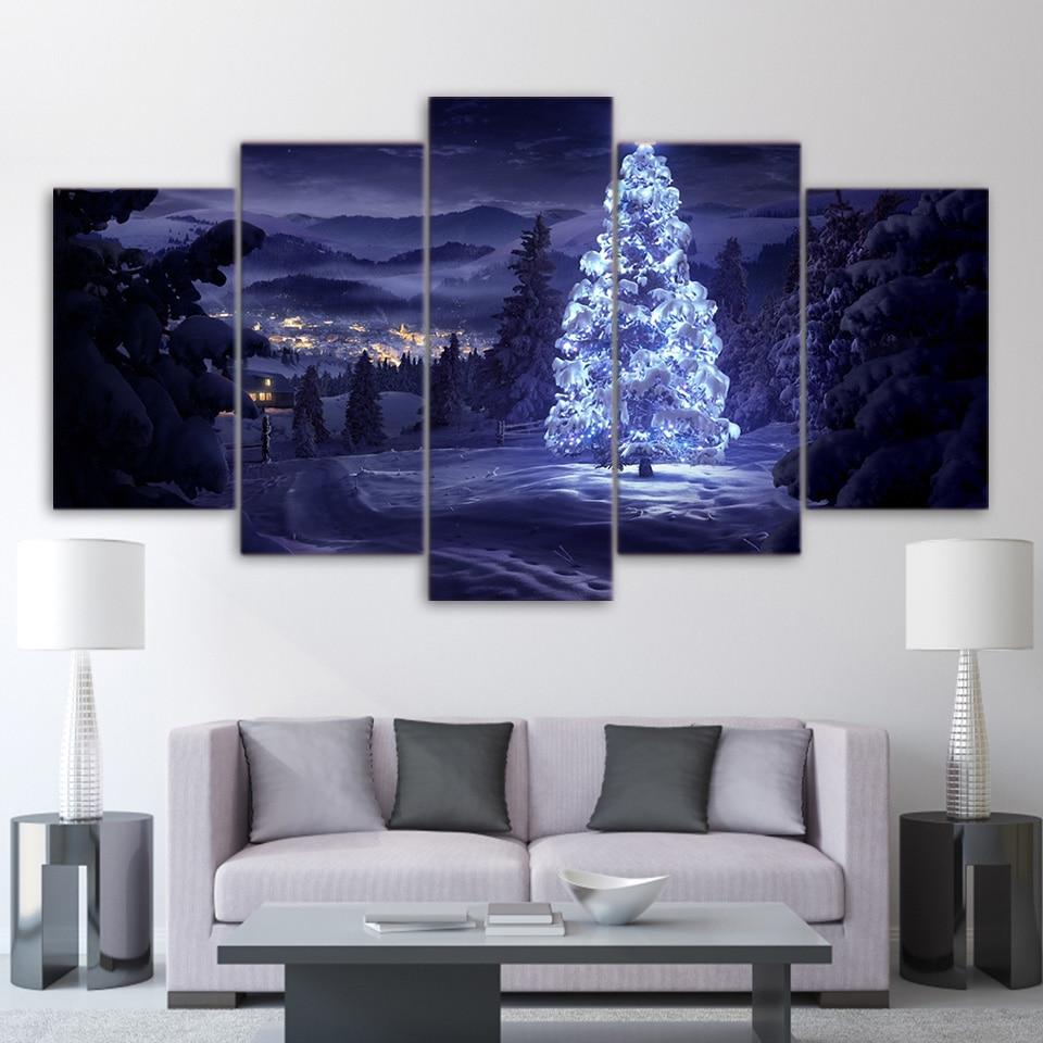 Winter Night Tree – Nature Canvas Wall Art