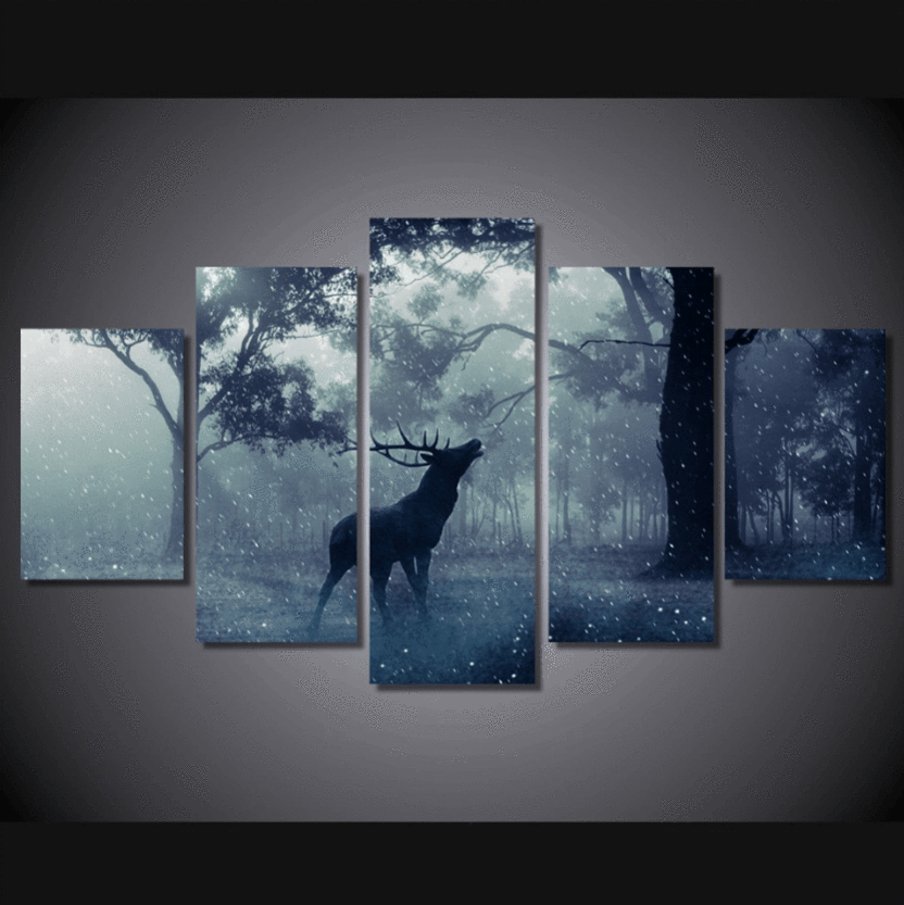 Winter Rain Deer – Animal Canvas Wall Art