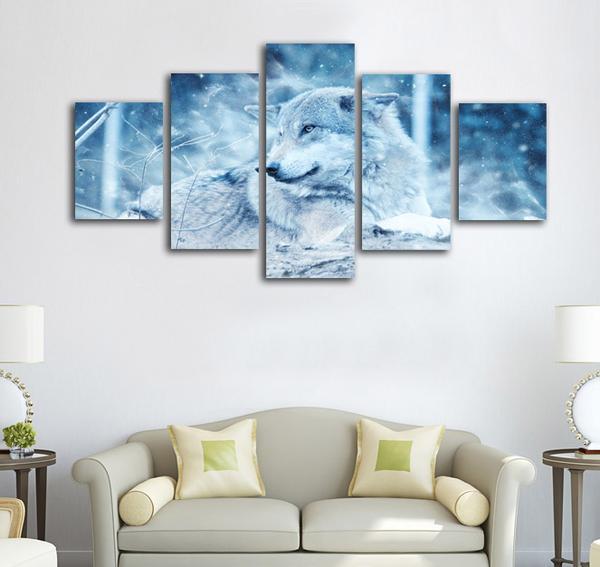 Winter Wolf In Snow Winter Scene 01 – Animal Canvas Wall Art