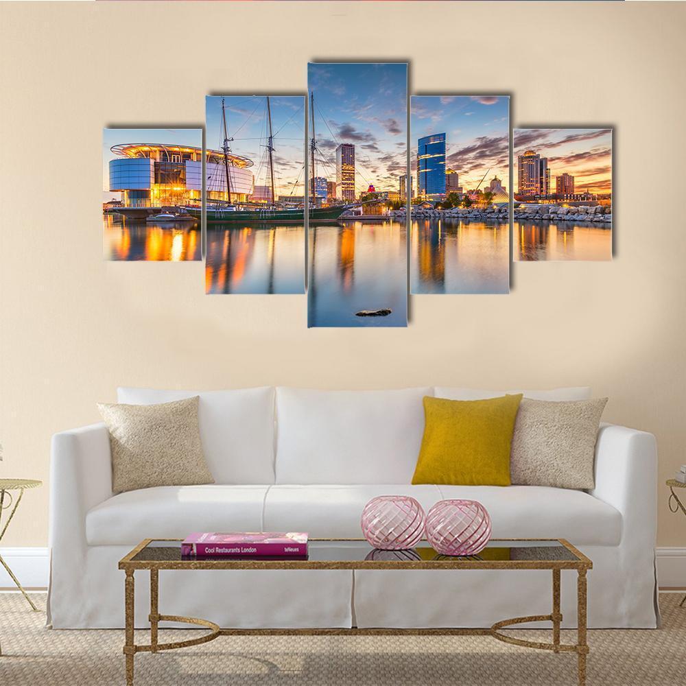 Wisconsin Downtown City Skyline On Lake Michigan – Nature Canvas Wall Art