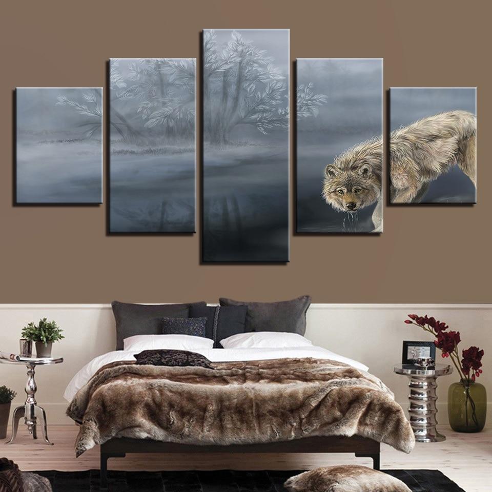 Wolf And Tree – Animal Canvas Wall Art