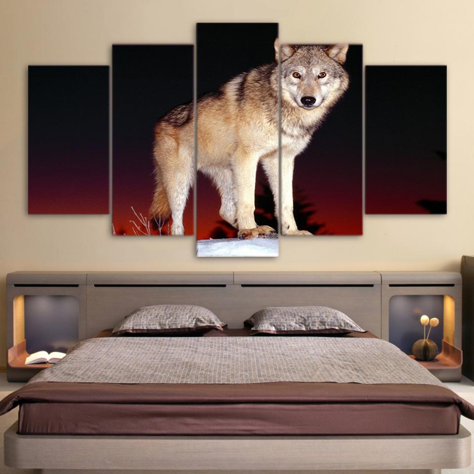 Wolf Black And Red – Animal Canvas Wall Art