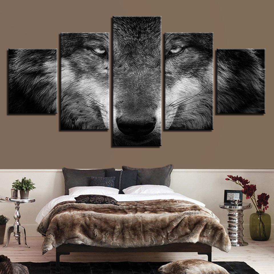 Wolf Black And White – Animal Canvas Wall Art