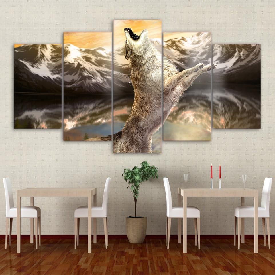 Wolf Howling Animal Sky Shouts – Animal Canvas Wall Art