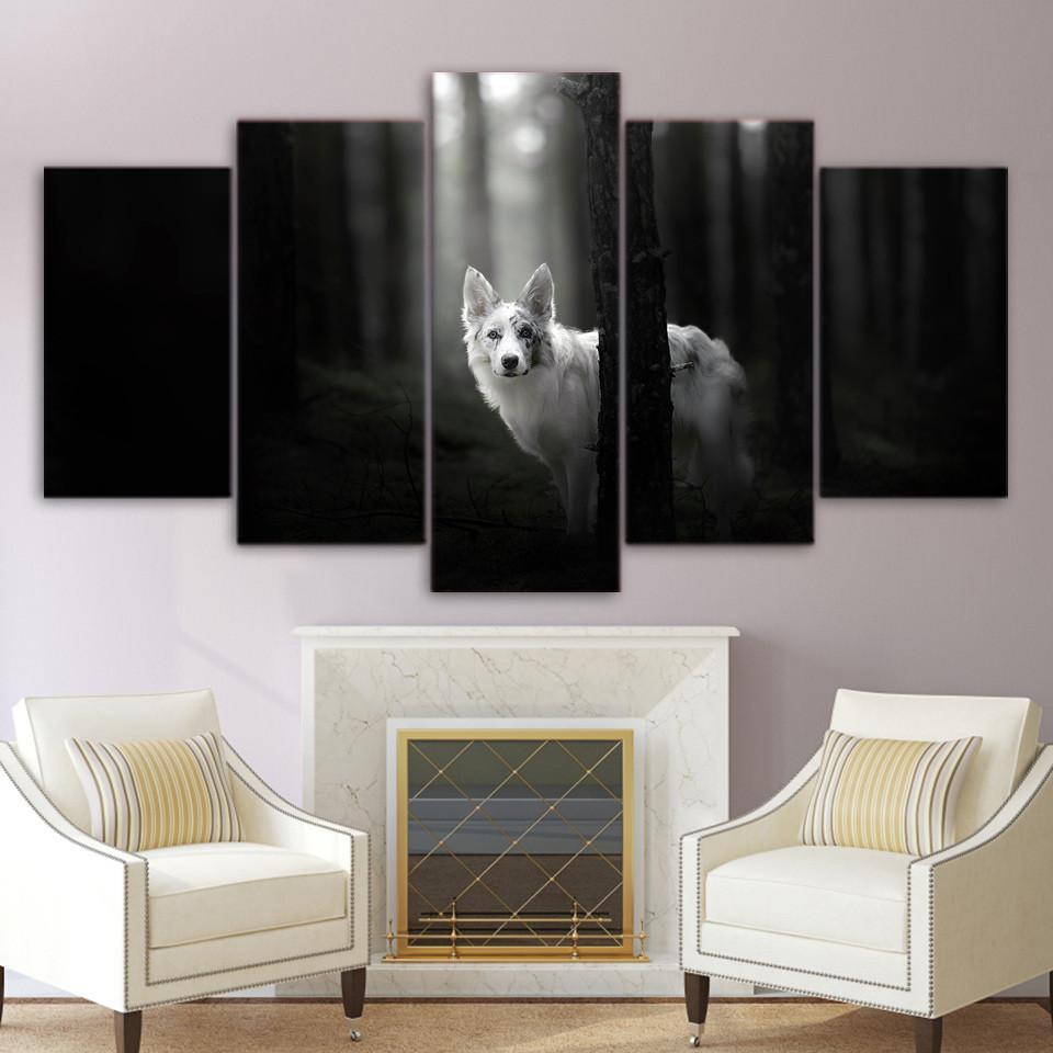 Wolf In Black And White – Animal Canvas Wall Art