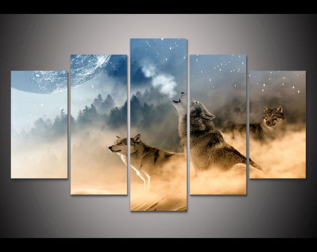 Wolf In Full Moon – Animal Canvas Wall Art