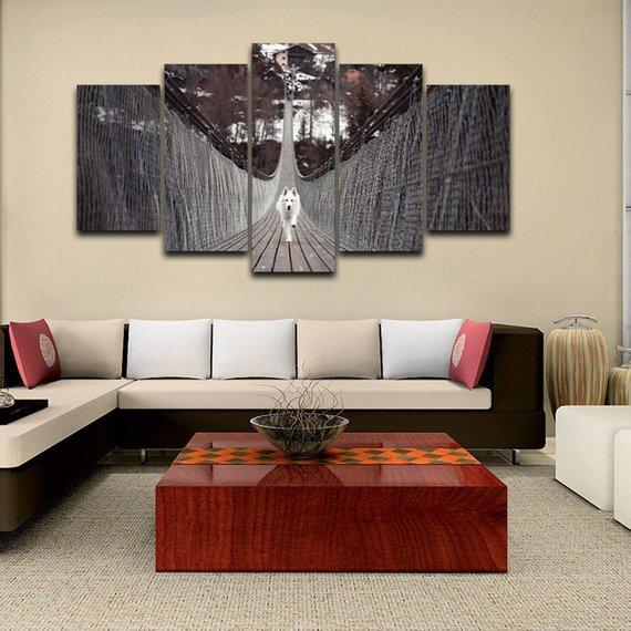 Wolf In The Bridge 5 – Animal Canvas Wall Art
