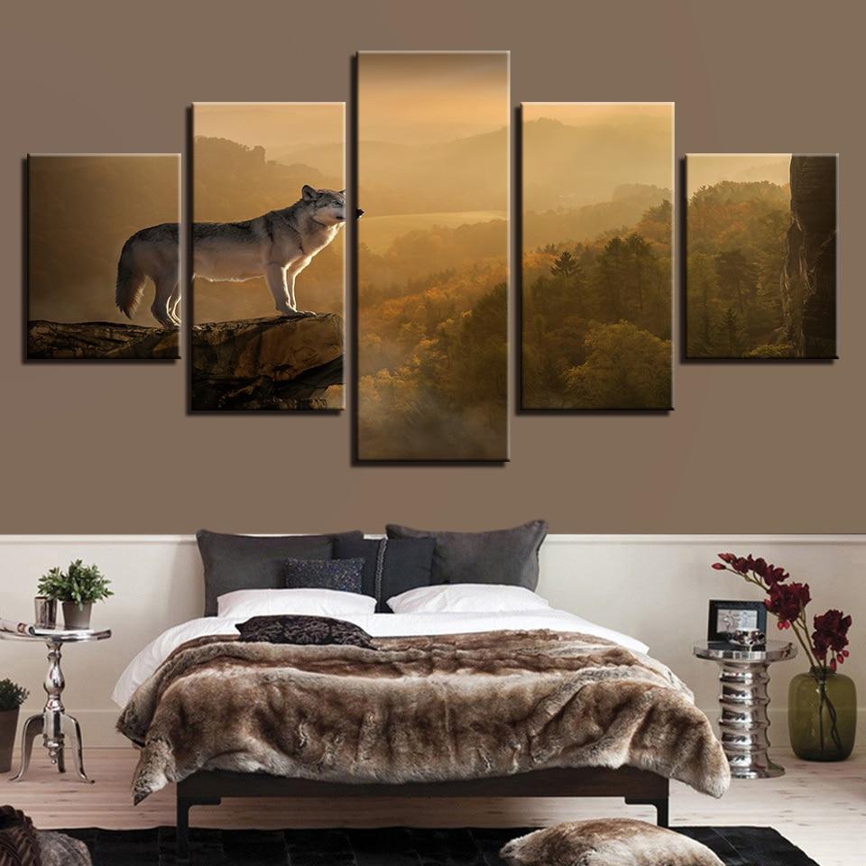 Wolf Mountain Lake – Animal Canvas Wall Art