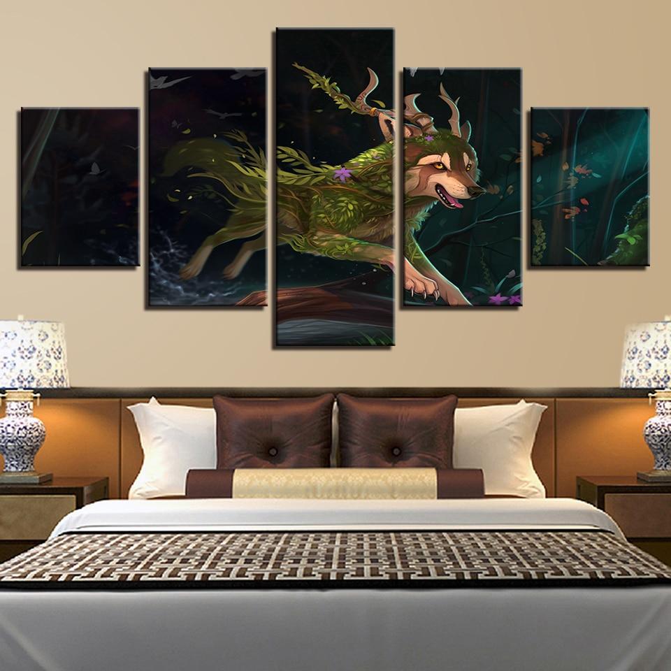 Wolf Running Night – Abstract Canvas Wall Art