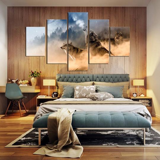 Wolves Howling In The Snow – Animal Canvas Wall Art