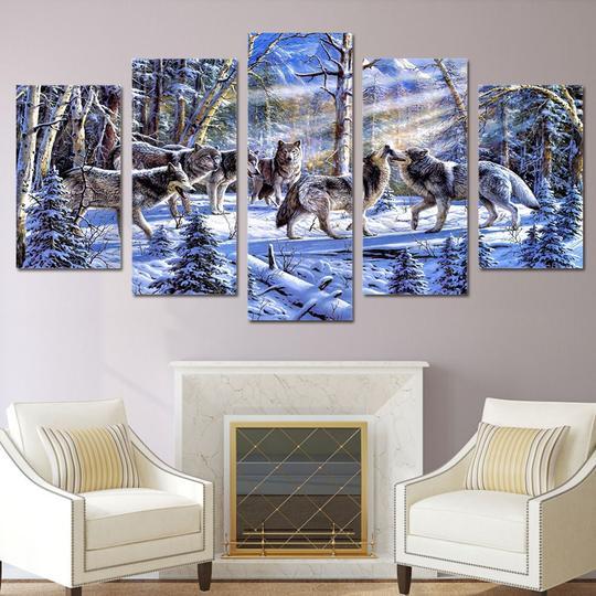 Wolves In A Snowy Forest – Animal Canvas Wall Art
