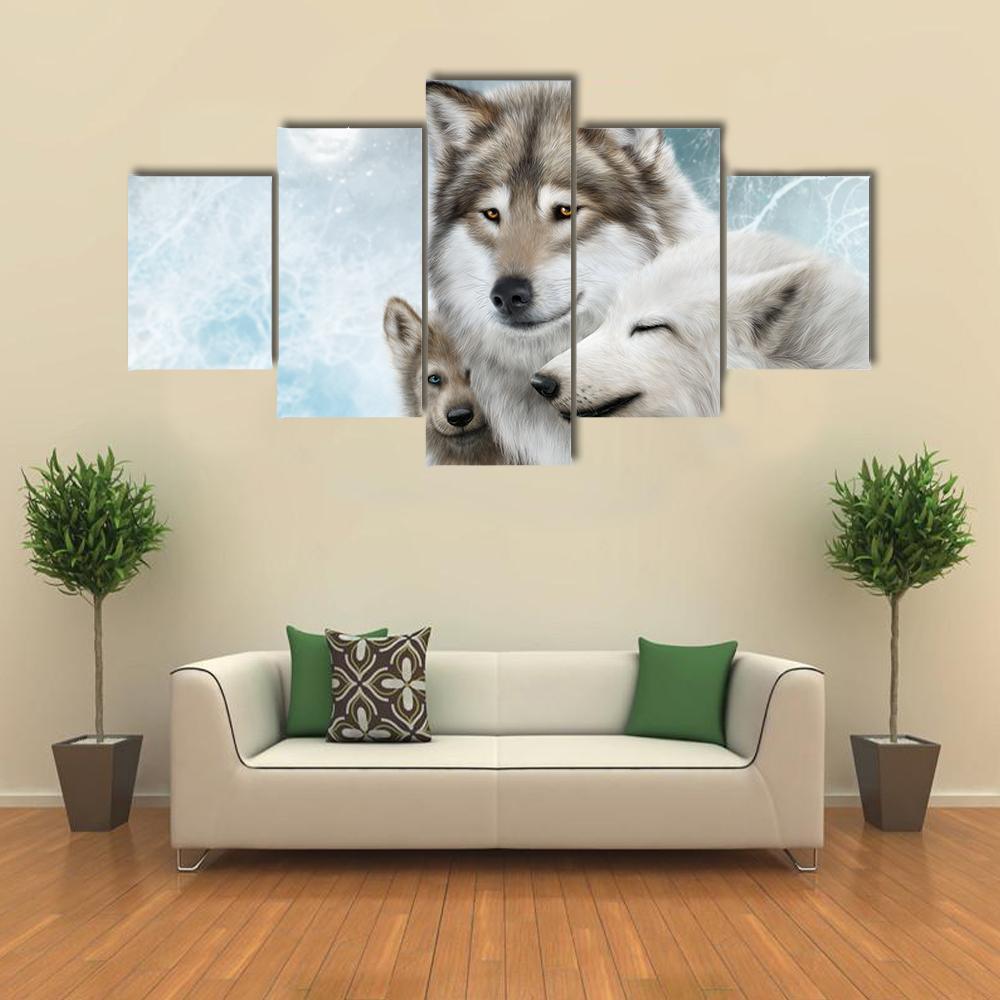 Wolves Pack In Snow – Animal Canvas Wall Art