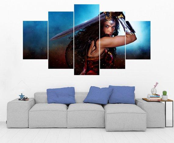 Wonder Woman With Sword Dc Canvas Wall Art