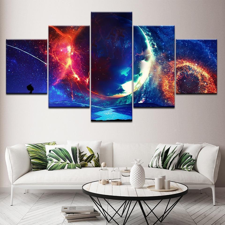 Wonderful Earth And Meteor – Space Canvas Wall Art
