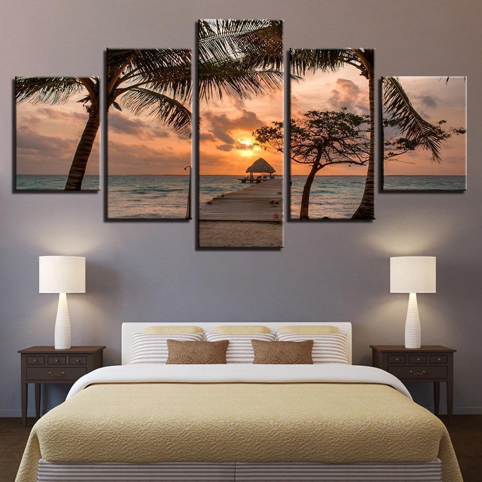 Wooden Bridge On The Beach – Space Canvas Wall Art