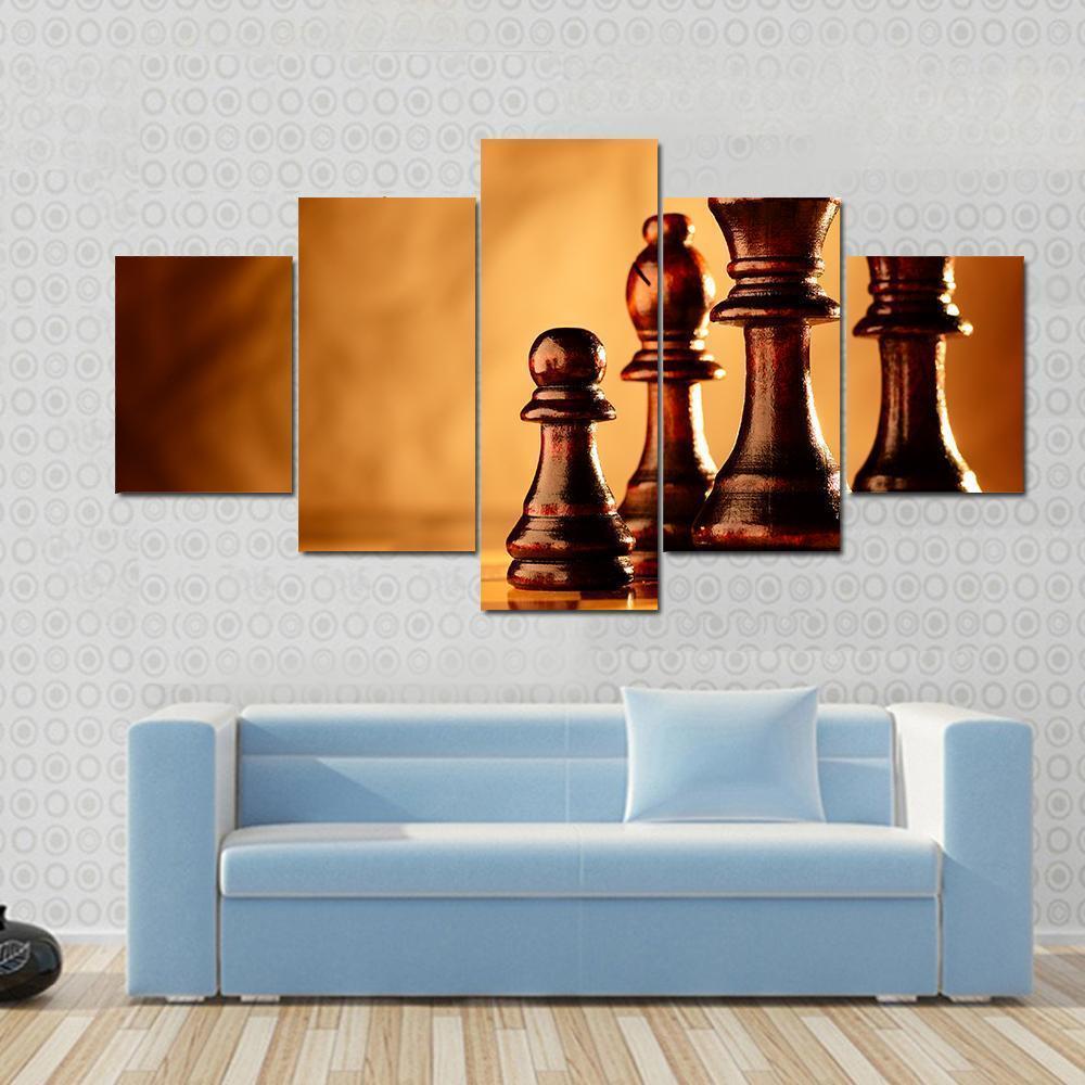 Wooden Chess Pieces – Gaming Canvas Wall Art