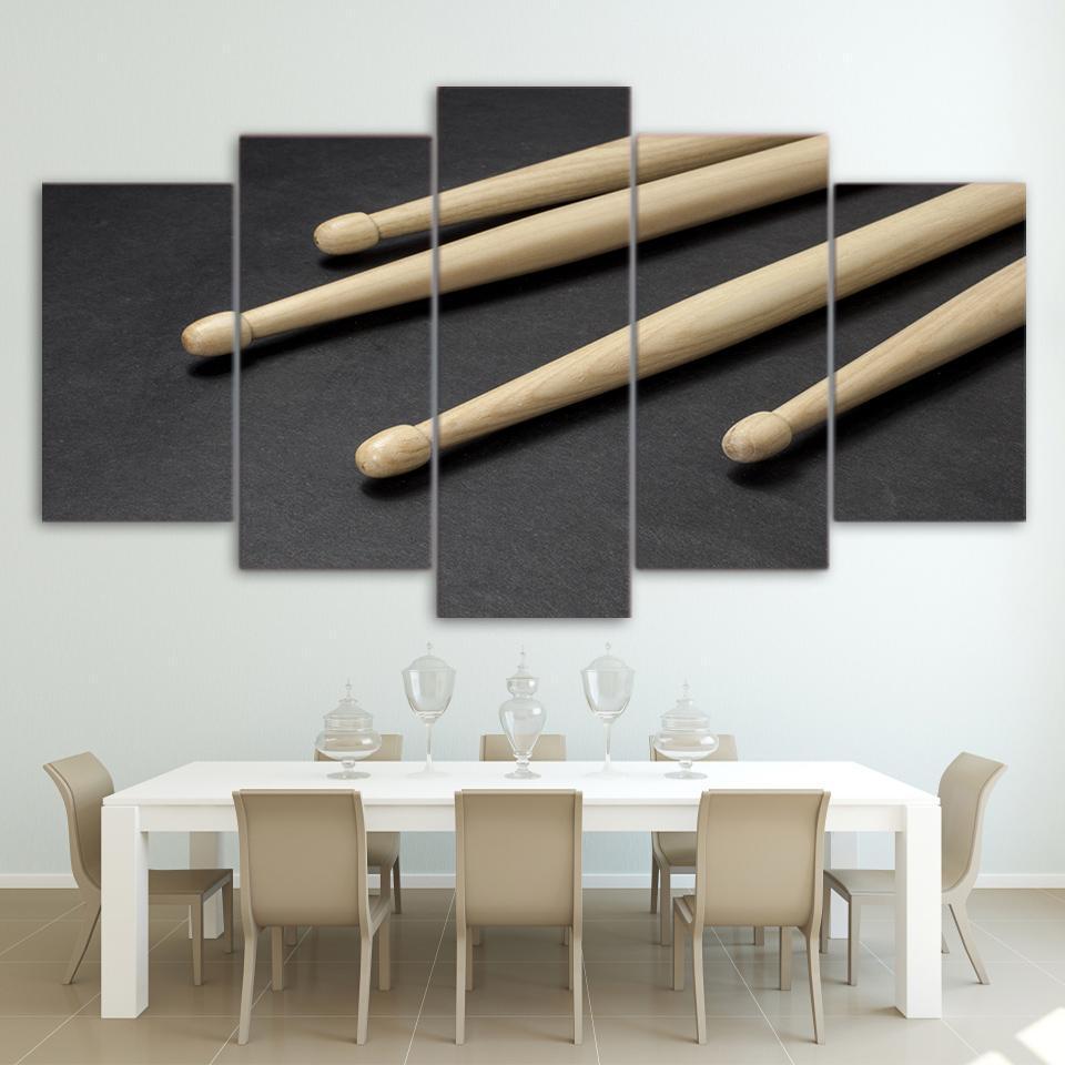 Wooden Drum Sticks Cuadros – Music Canvas Wall Art