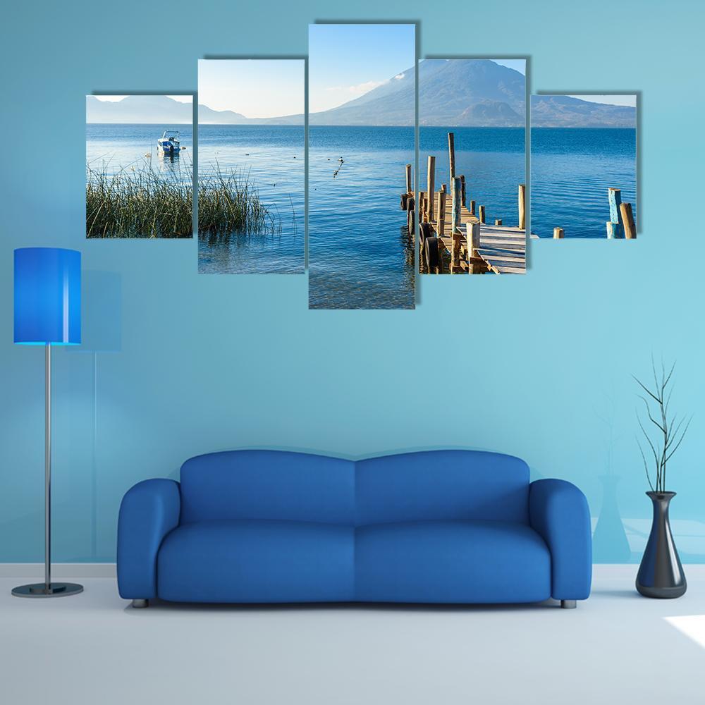 Wooden Pier At Lake Atitlan – Nature Canvas Wall Art