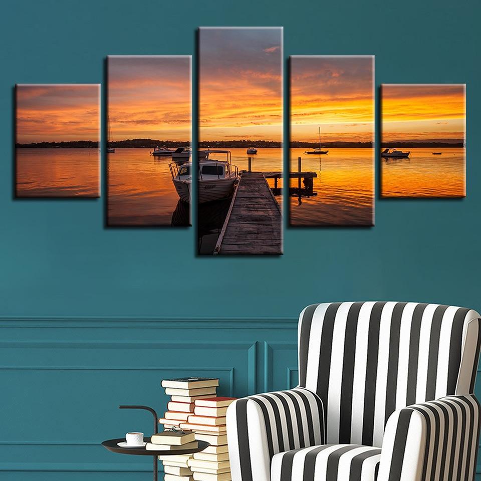 Woods Bridge And Ship Lake Sunset – Space Canvas Wall Art