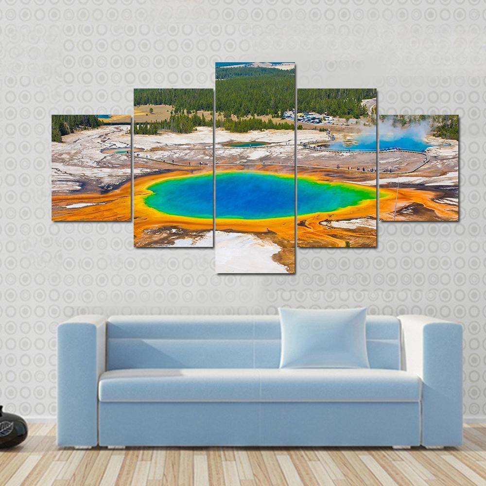World Famous Grand Prismatic Spring In Yellowstone National Park – Nature Canvas Wall Art