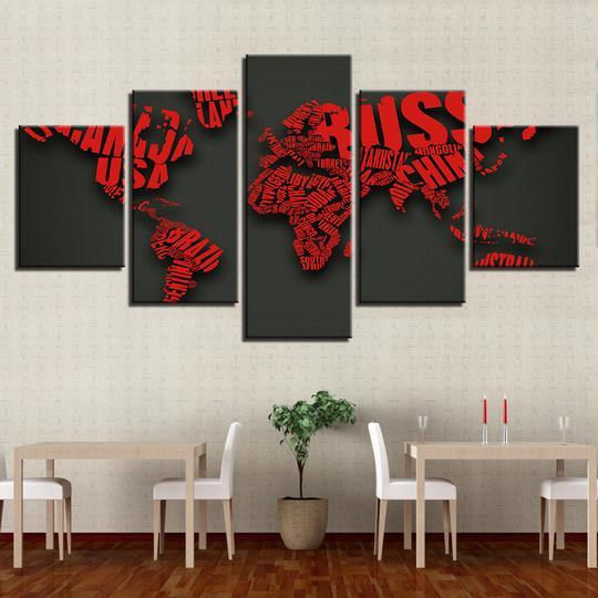 World Map Of Country Names – Abstract Canvas Wall Art