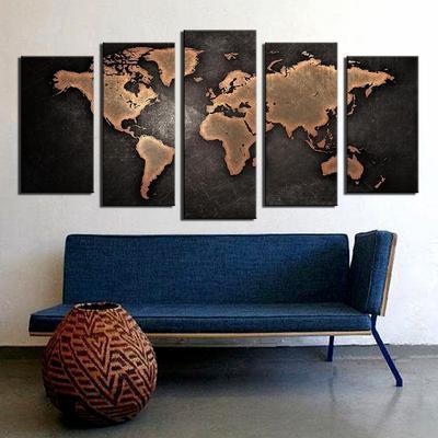 World Map Painting Nature Landscape – Canvas Wall Art