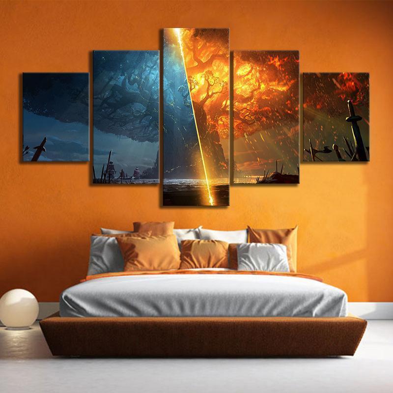 World Of Warcraft Battle For Azeroth Teldrassil Burning Gaming – Canvas Wall Art