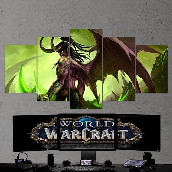 World Of Warcraft Illidan Stormrage Character Gaming Canvas Wall Art