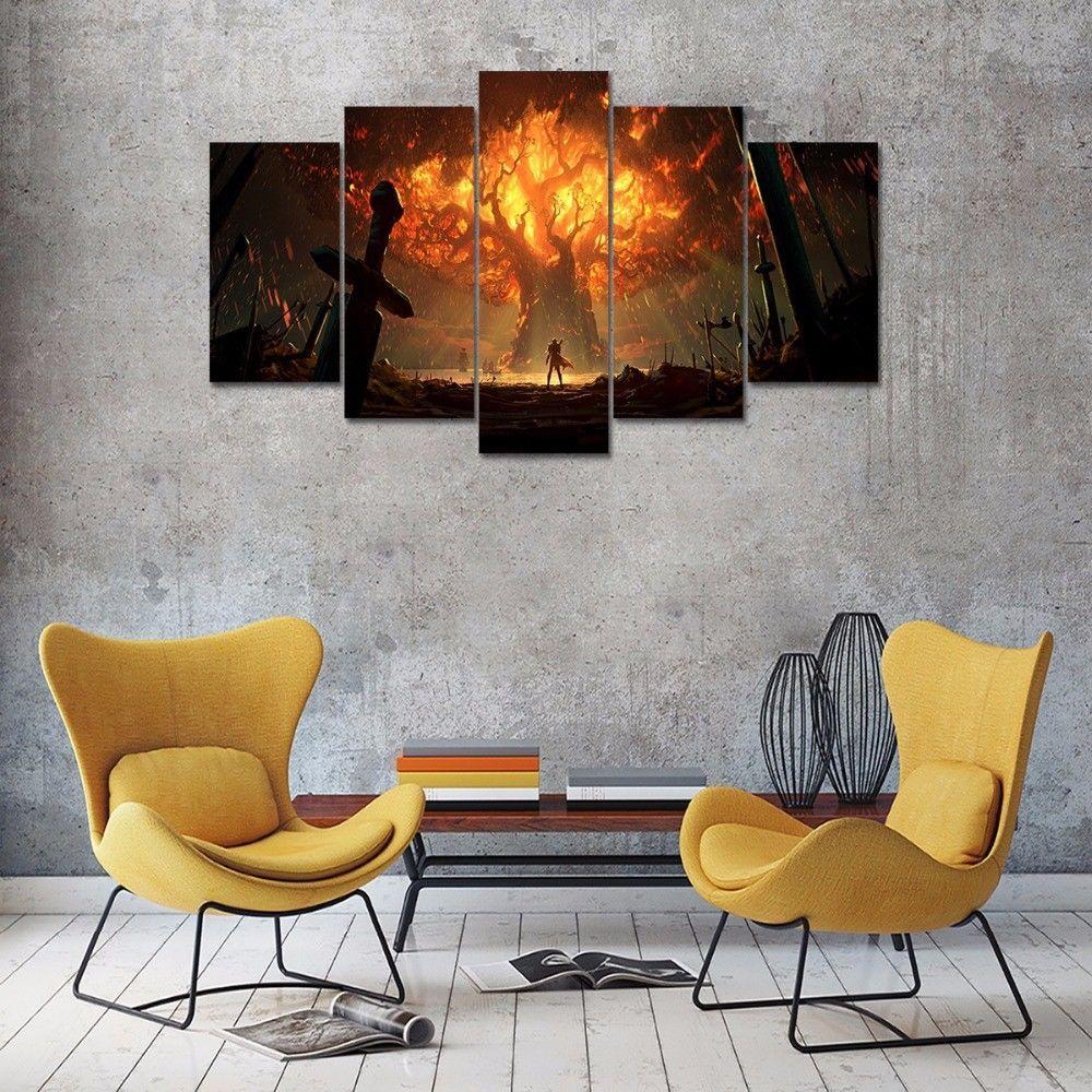 World Of Warcraft Tree Fire – Gaming Canvas Wall Art