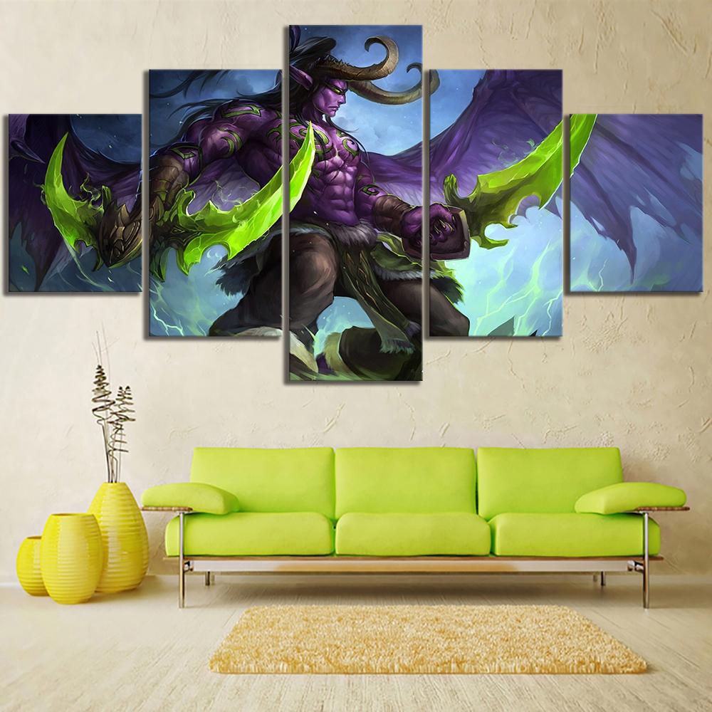 World Of Warcraft Video Game Illidan Stormrage – Gaming Canvas Wall Art