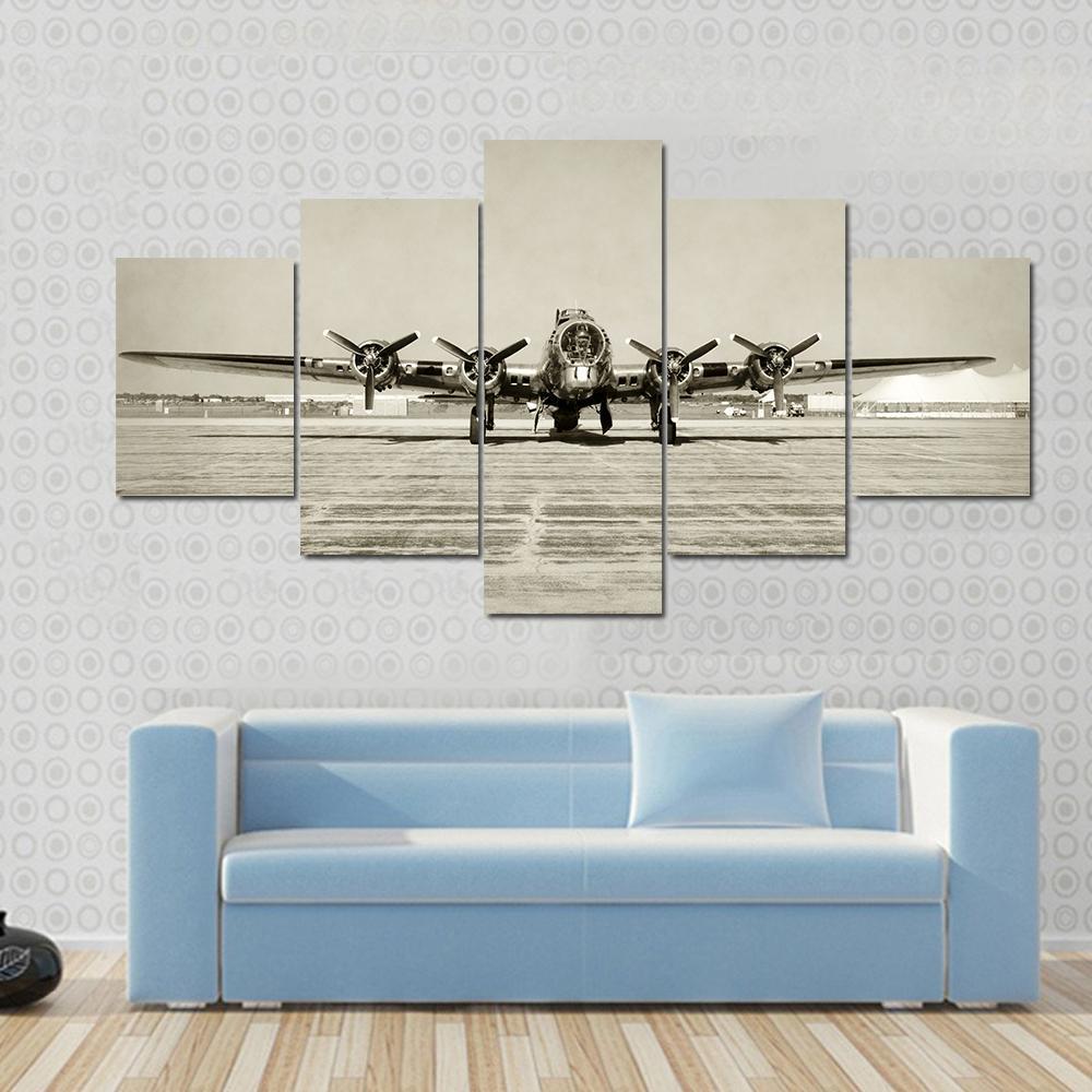 World War Ii Era Heavy Bomber Front View Airplane Canvas Wall Art