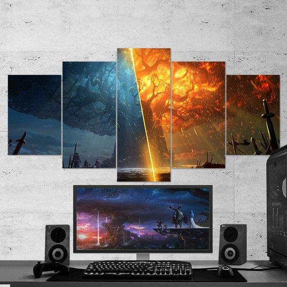 Wow World Of Warcraft Teldrassil Burning – Abstract Canvas Wall Art