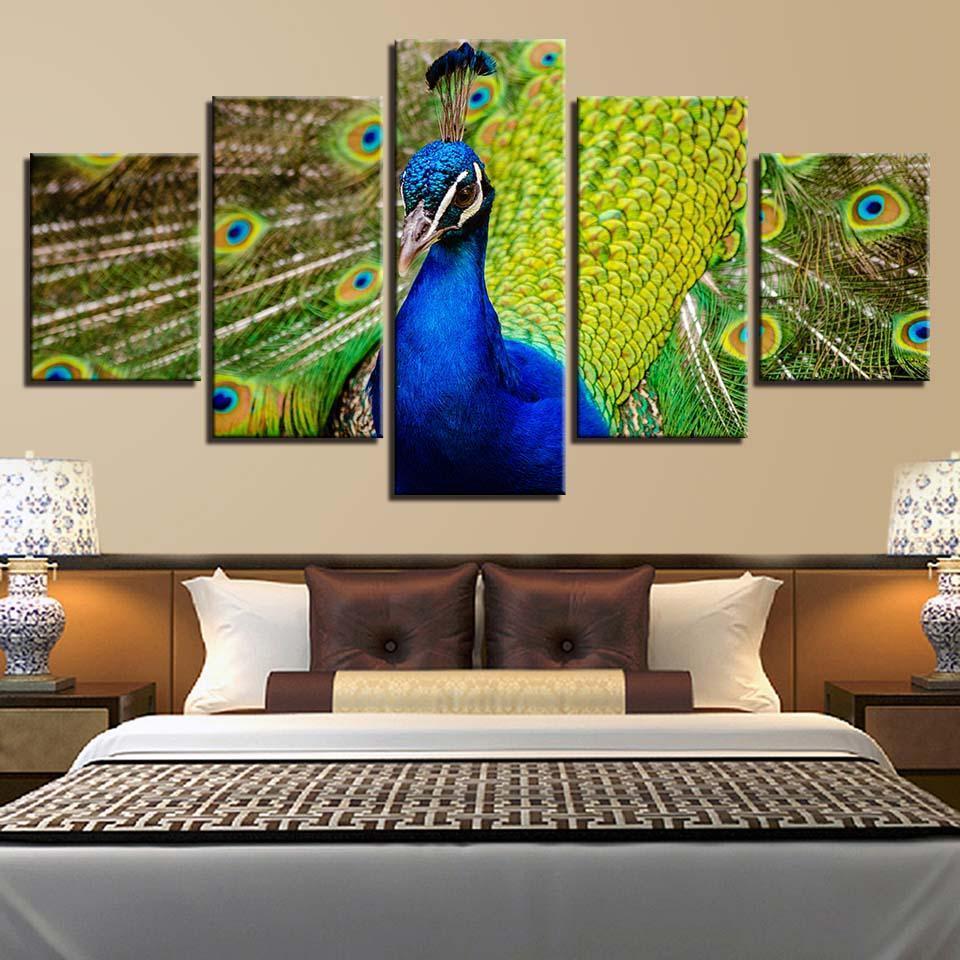 Xblue Peacock Green Tailcreen – Animal Canvas Wall Art