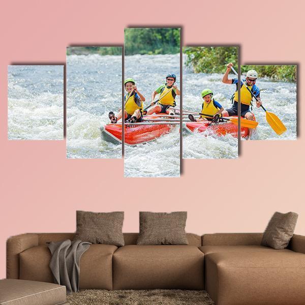 Yappy Family Of Four River Rafting – Sport Canvas Wall Art